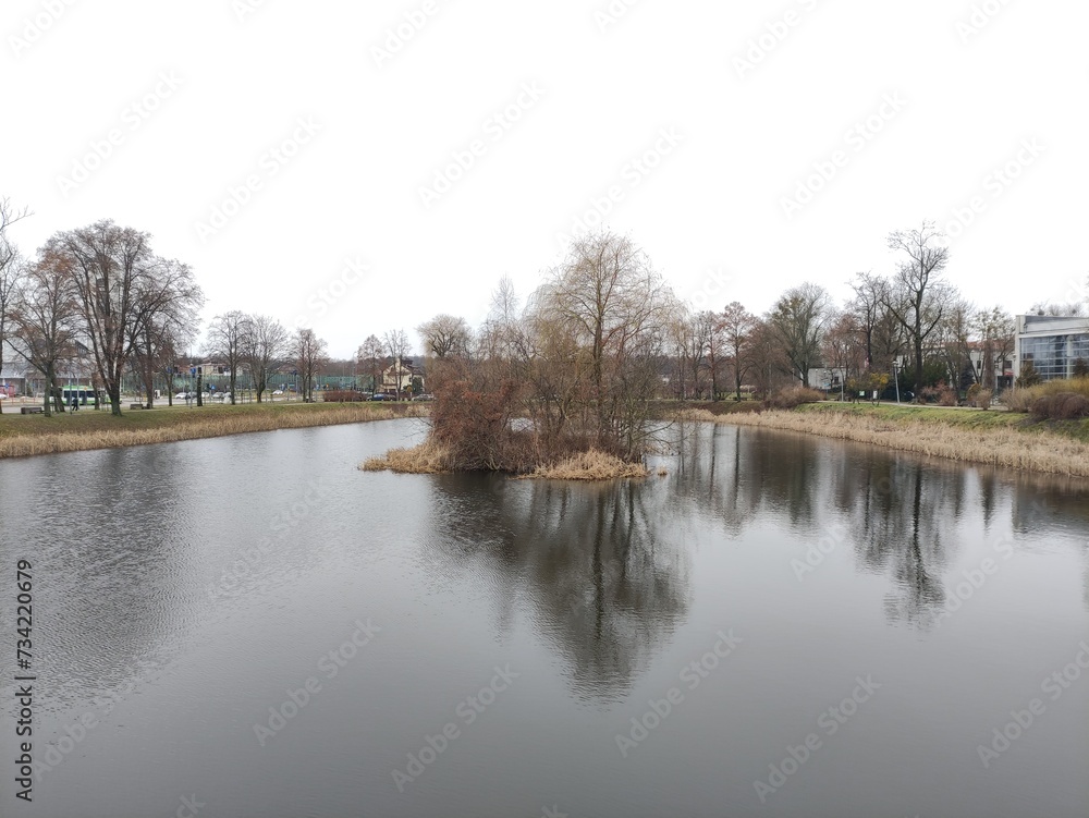Lake in the city park. Bialystok, Poland