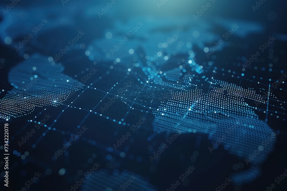 blue network and world map background blue network and world map background