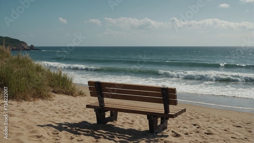 A Wooden Bench on The Beach