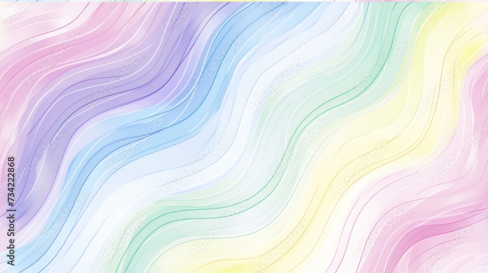  a multicolored background with wavy lines in pastel shades of blue, yellow, pink, green, purple, pink, orange and white on a white background.