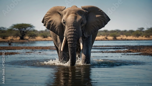 African Elephant stands at edge of water © LIFE LINE