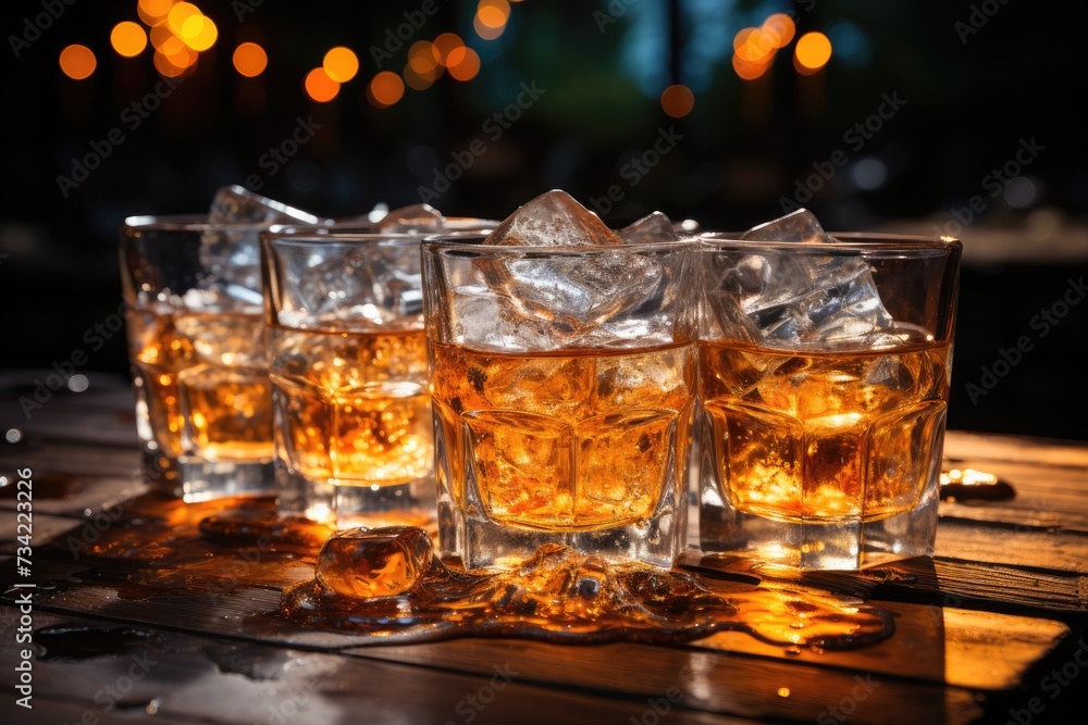 Ice cubes Tilintando in drinks of drink., generative IA Ice cubes Tilintando in drinks of drink., generative IA