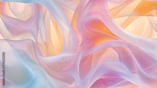  a computer generated image of a pink, blue, yellow, and white background with wavy, flowing, flowing, wavy, and wavy lines on the bottom right side of the image.