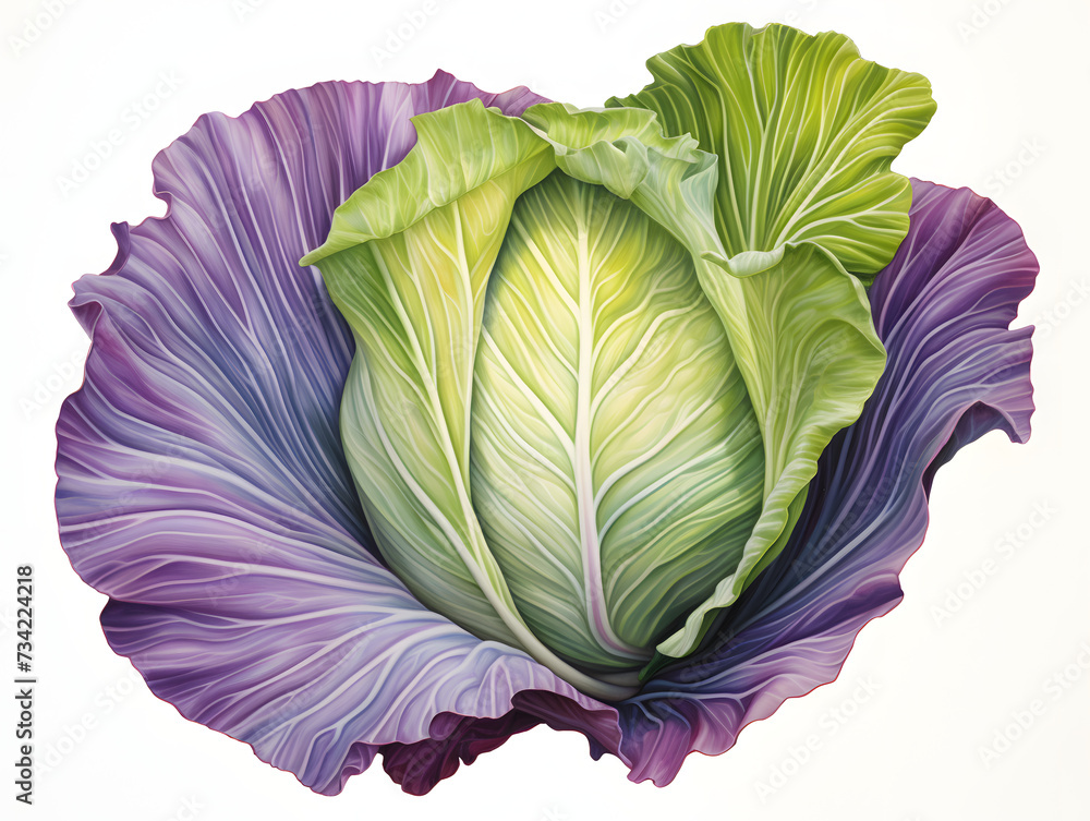 Obraz premium colorless single leaf cabbage on white background