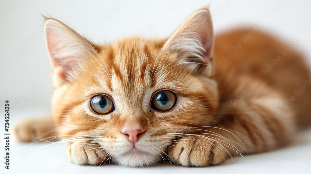 Happy Scottish kitten looking at camera. isolated on white background
Happy Scottish kitten looking at camera. isolated on white background