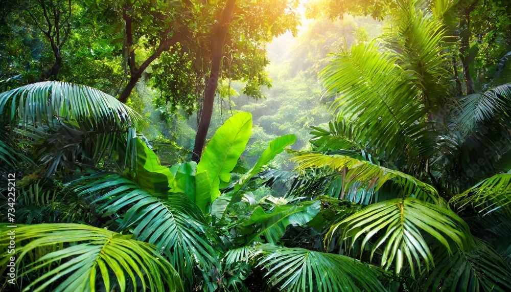 beautiful tropical jungle forest lush vegetation digital background