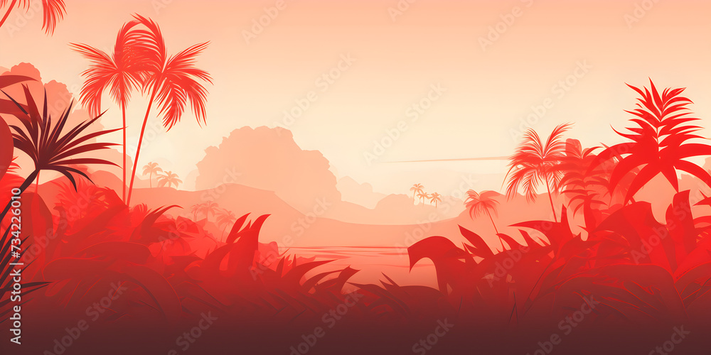 Pastel red abstract tropical theme background