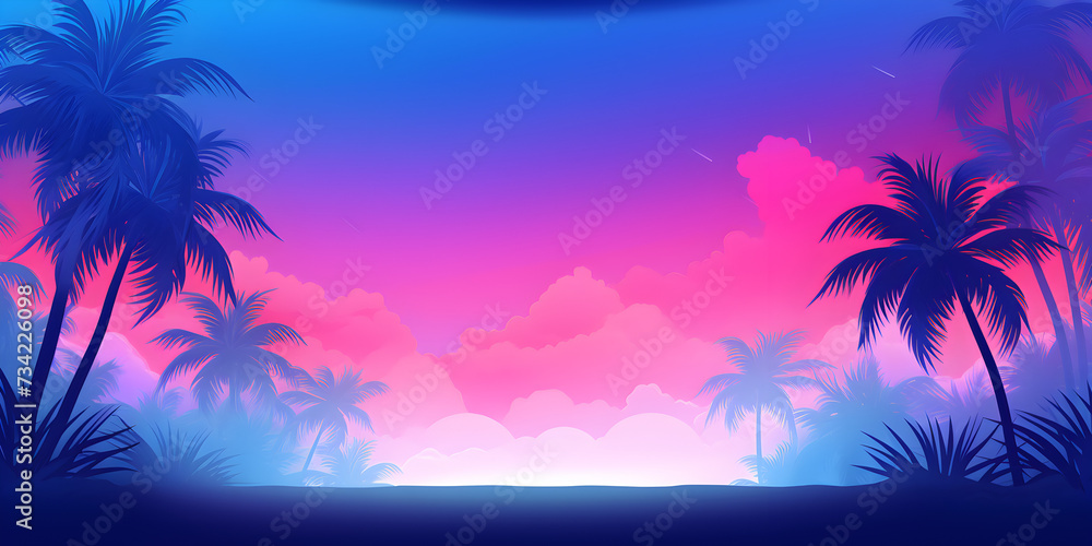 Pink and blue abstract tropical theme background