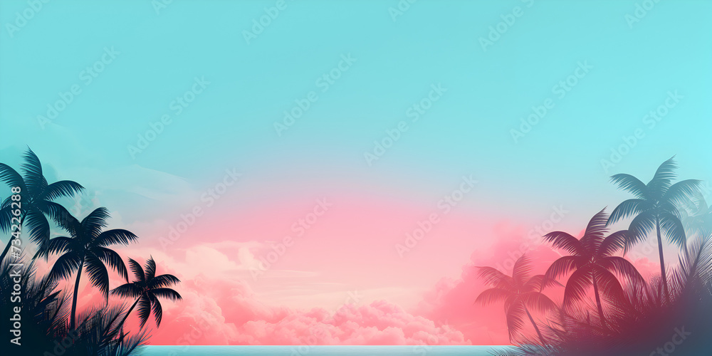 Soft pastel pink and blue abstract tropical theme background
