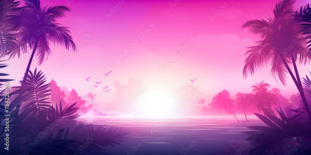 Gradient pink abstract tropical theme background