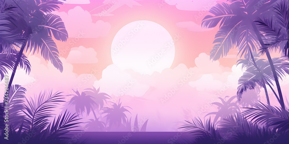 Gradient purple and pink abstract tropical theme background