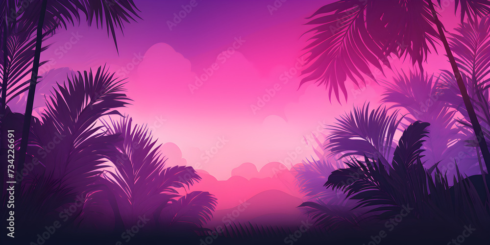 Obraz premium Gradient purple and pink abstract tropical theme background
