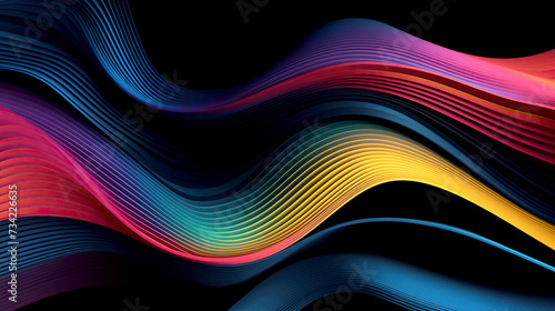 Vibrant Digital Waves of Color Flowing Across a Dark Background
