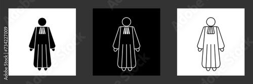 3 versions d’un pictogramme représentant un avocat, un personnage vêtu de l’uniforme correspondant à son métier.