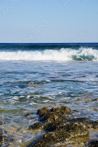 Waves on the mediterranean ocean of Menorca