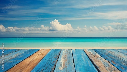 vintage beach wood background old blue color wooden plank