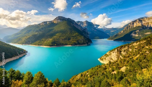 lake of serre poncon reservoir and popular nature attraction on the border in the provence alpes cote d azur region southeastern france