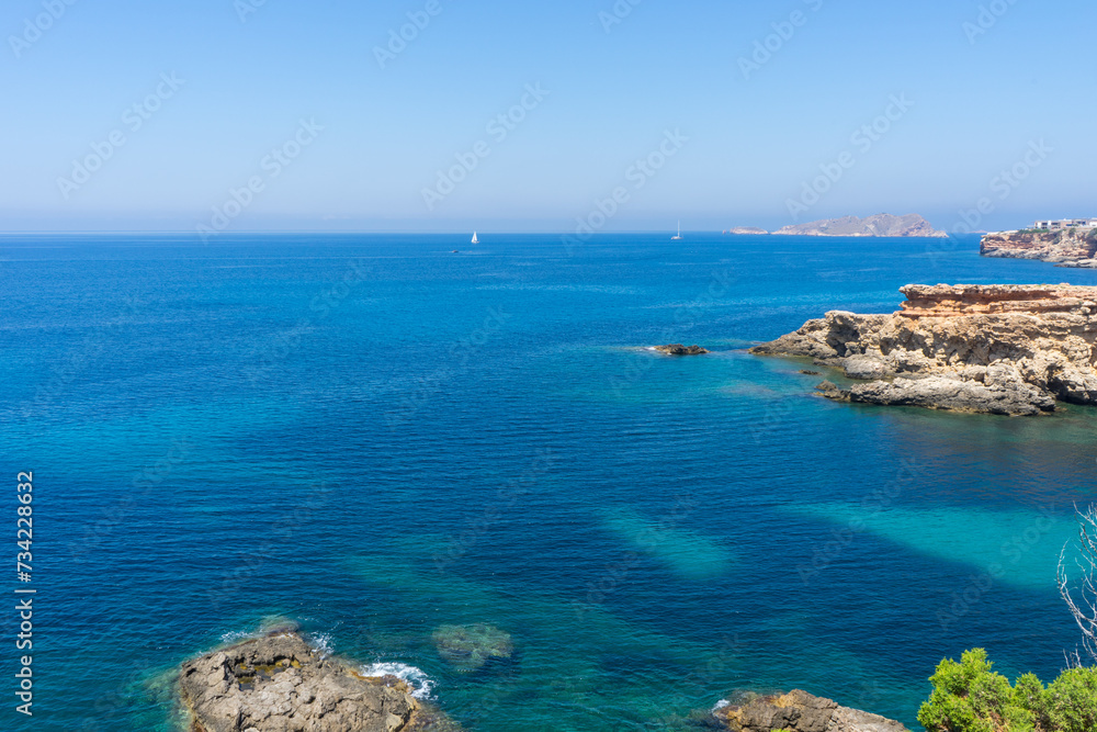 Perfect Mediterranean bay on the island of Ibiza.Tourist destination. Holiday. Vacation.
