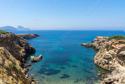 Rocky Mediterranean bay on the island of Ibiza.Tourist destination. Holiday. Vacation. © Marlon