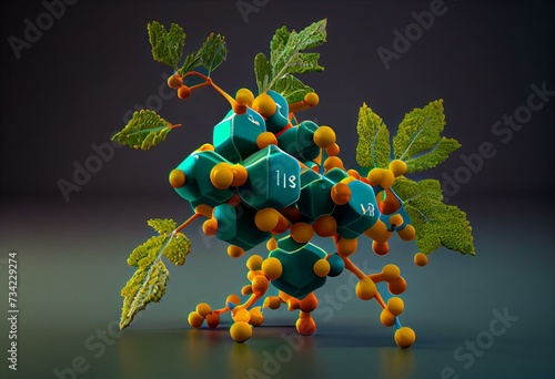 Tolprocarb fungicide molecule. 3D rendering. Generative AI photo