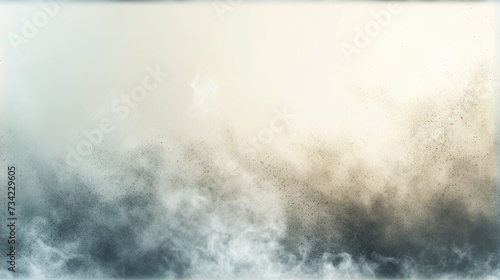  a black and white photo of a foggy sky with a bird in the middle of the picture and a white square in the middle of the photo with a blue border.