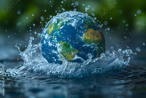 World water day. Globe Concept design for planet earth made of water illustration