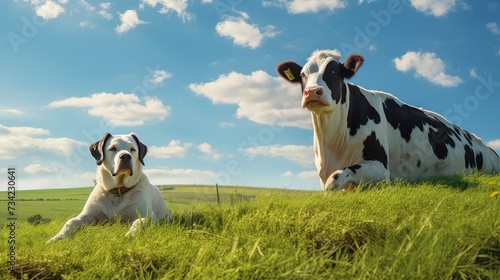 pet dog and cow