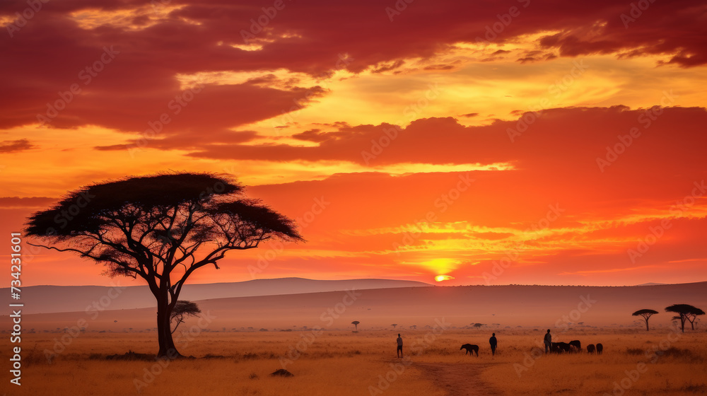 Obraz premium Tanzania Tapestry: A Cinematic Journey. Generative AI