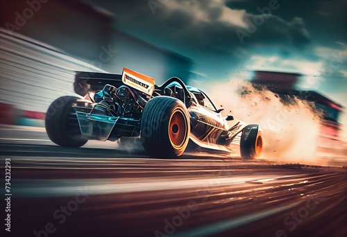 extreme auto drag racing start racing movement on track, generative ai © Ione