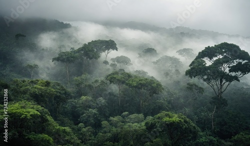 Jungle forests in fog