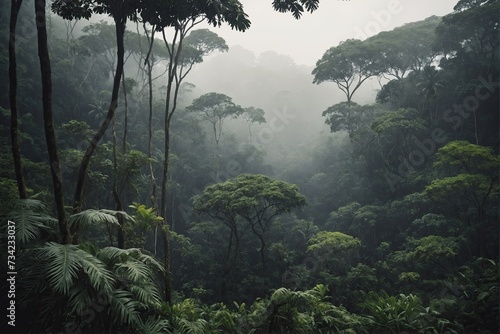 Jungle forests in fog