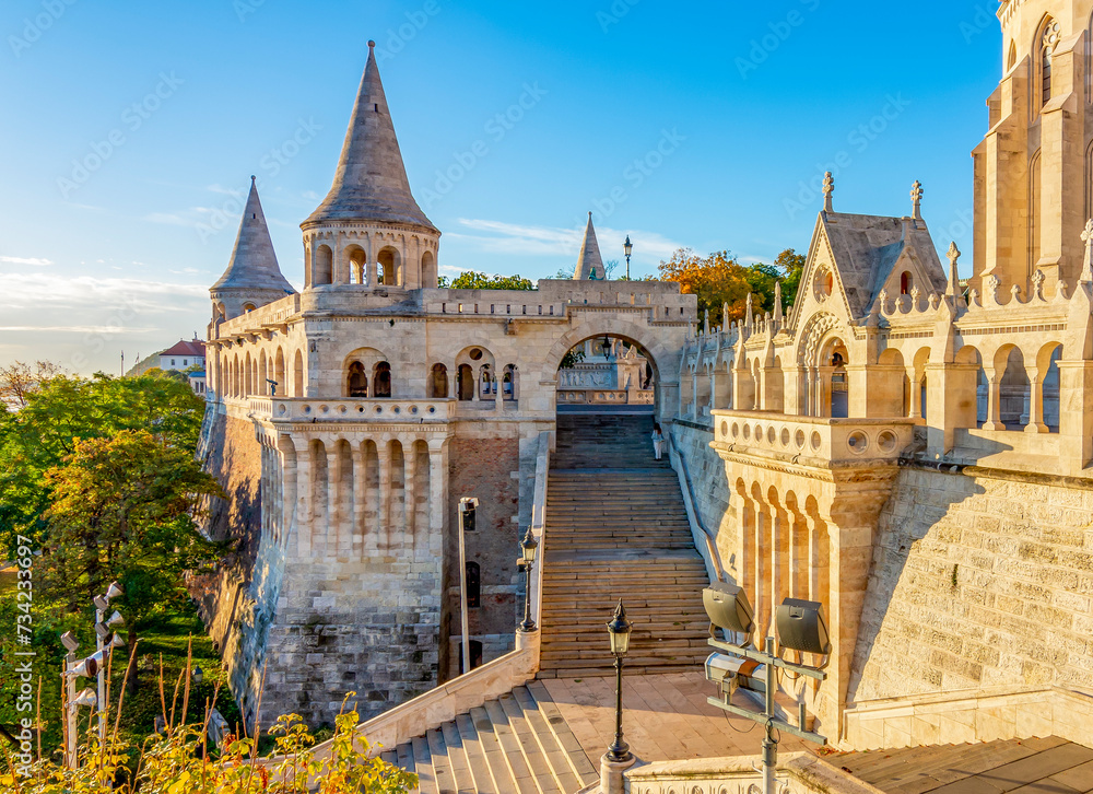 Fisherman Bastion at sunrise in Budapest, Hungary Fisherman Bastion at sunrise in Budapest, Hungary