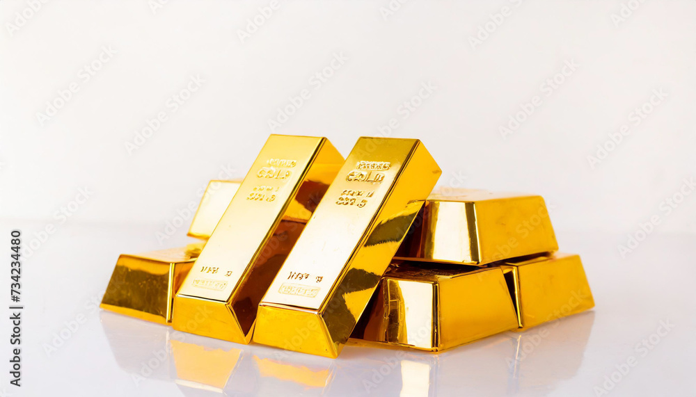 Gold bars on white background Gold bars on white background