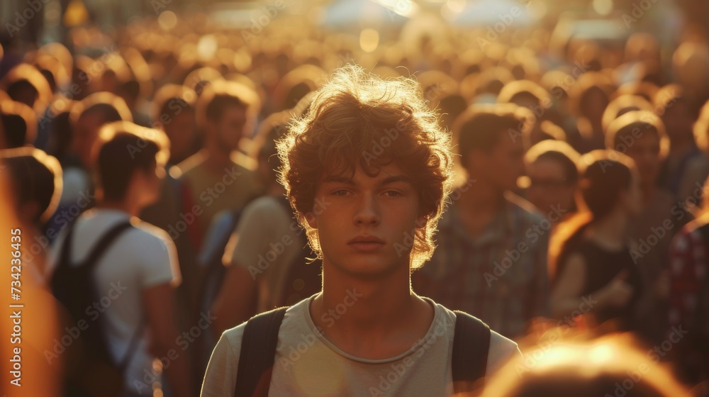 Young Man in Crowd