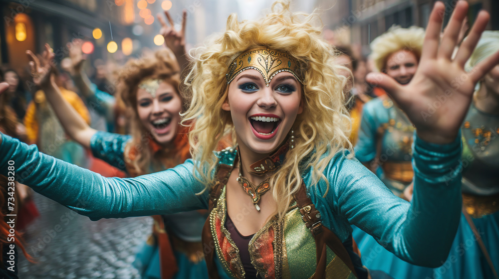 Fototapeta premium female person in the street at carneval party