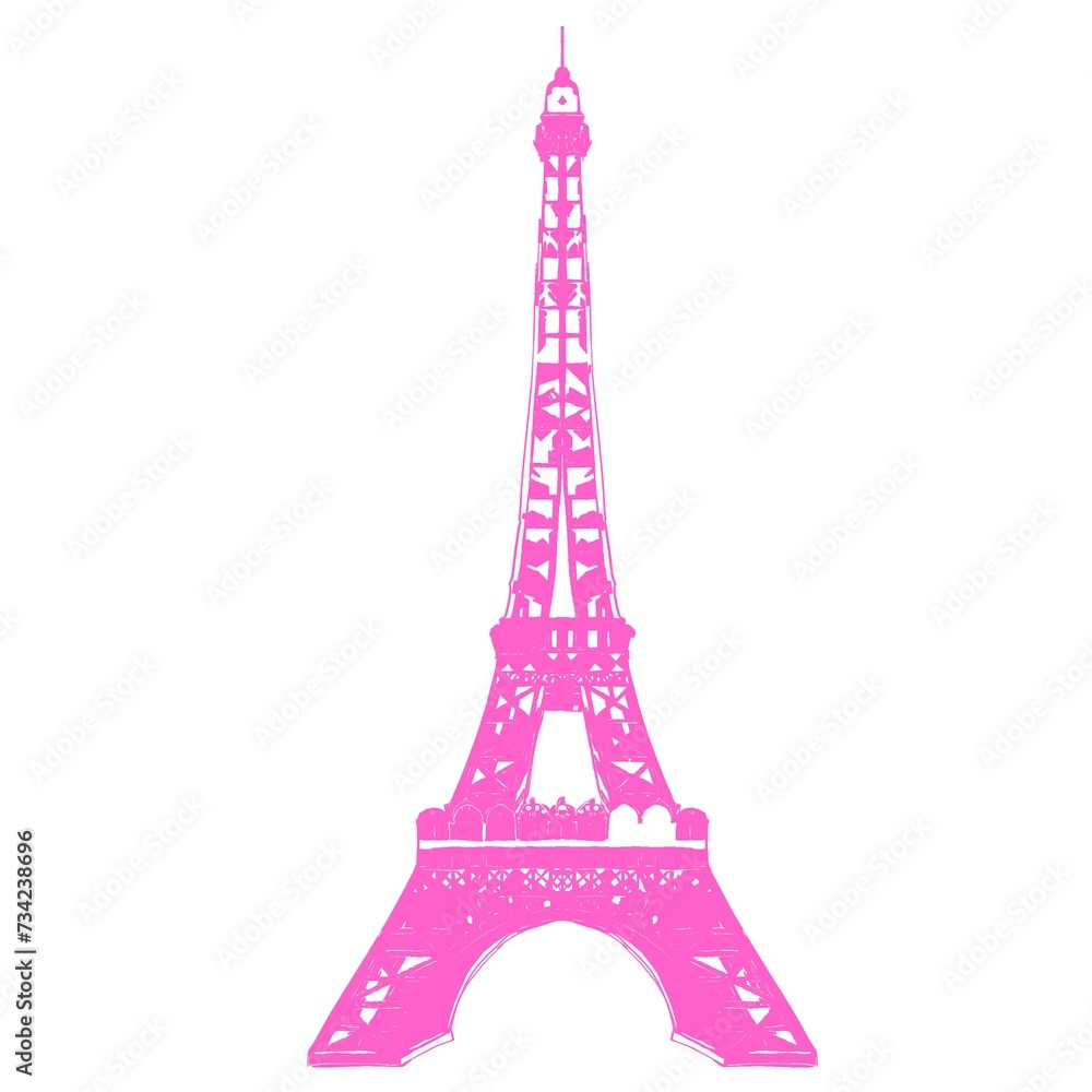 Eiffel towers on a white background.Paris.Urban Illustration for coloring. Background.City. Line style. Sketch
