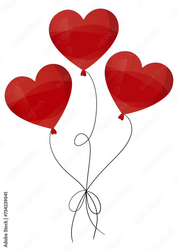 Set of red heart shaped balloons - vector CMYK	