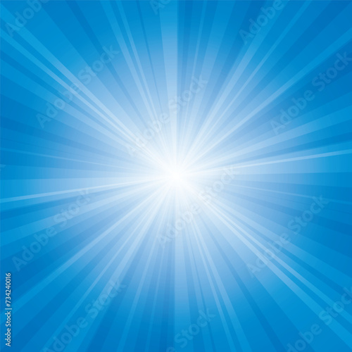 Sunburst blue vector illustration with radiant background, conveying retro and vintage