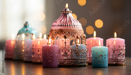 Glowing flame illuminates celebration, romance, and spirituality in darkness generated by AI