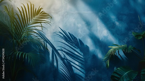 a shadow of palm trees on a wall © Tatiana