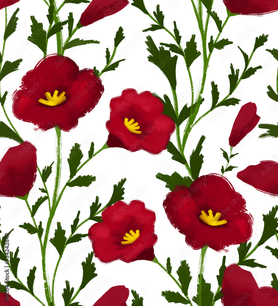 Obraz premium Seamless daisy flower pattern. Paint flower pattern.