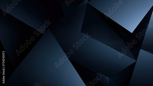 Modern black blue abstract background. Minimal. Color gradient. Dark. Web banner. Geometric shape. 3d effect. Lines stripes triangles. Design. Futuristic. Cut paper or metal effect. Luxury. Premium. 