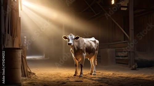 farmg cow in barn