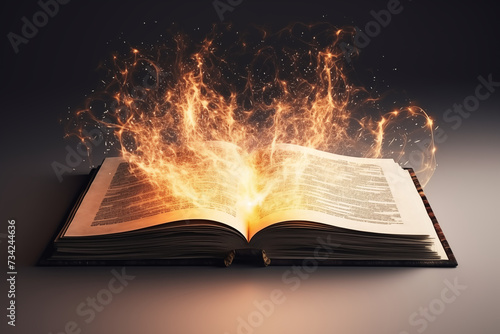 Old book with magic glows, generated by ai