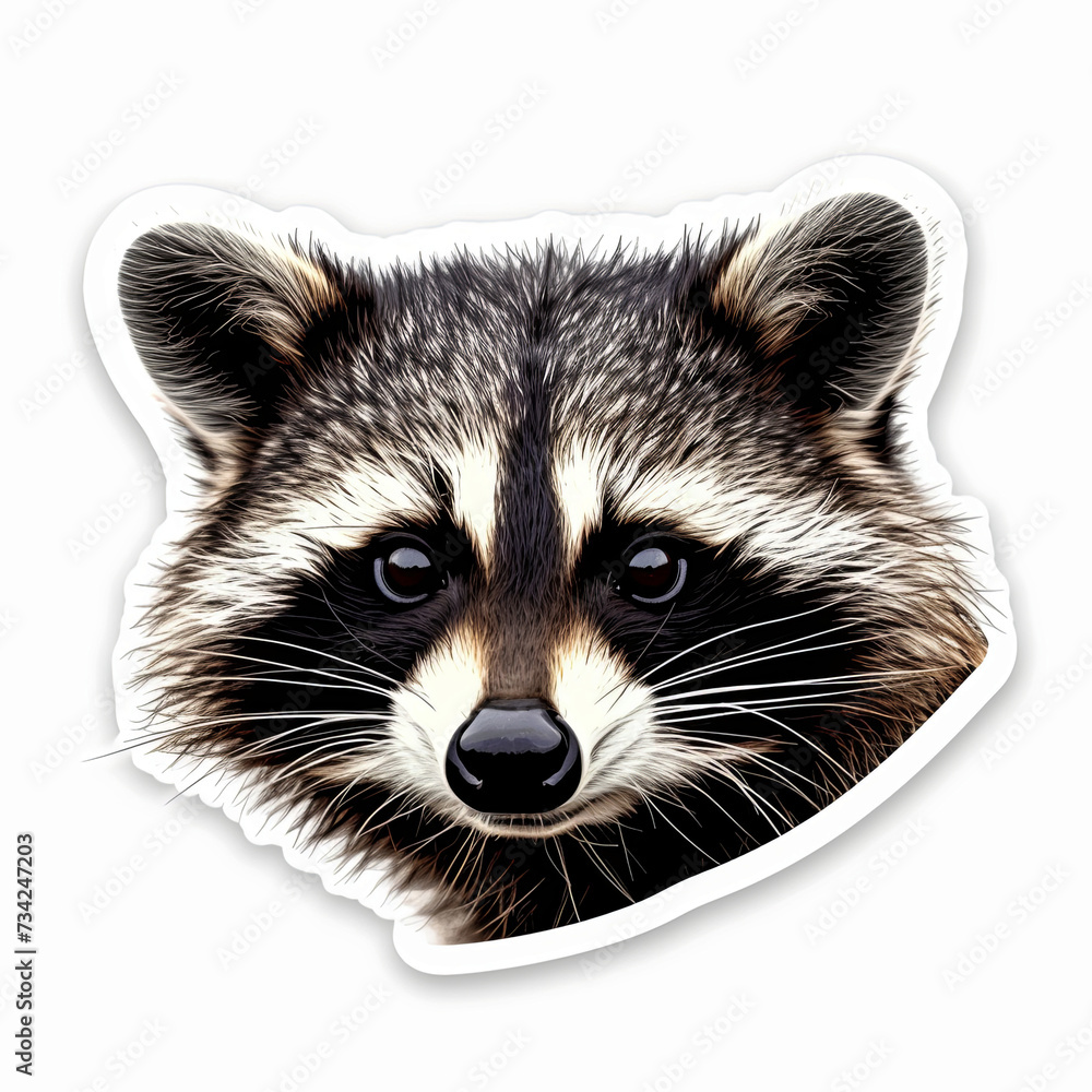 Adorable sticker of a raccoon, perfect for adding personality to laptops, water bottles, and scrapbooks. Ideal for animal lovers, Halloween decorations, and those who enjoy cute and quirky designs.