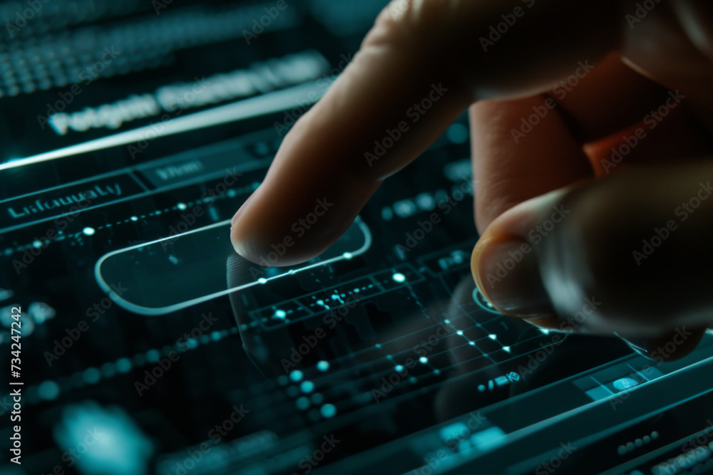 Image of a virtual screen with a finger pressing the search button, symbolizing data and information retrieval. Perfect for technology blogs, website design concepts, and digital marketing materials. Image of a virtual screen with a finger pressing the search button, symbolizing data and information retrieval. Perfect for technology blogs, website design concepts, and digital marketing materials.