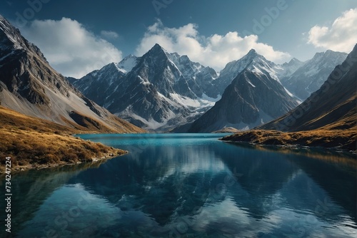 Mountains surrounded by water © RIDA BATOOL