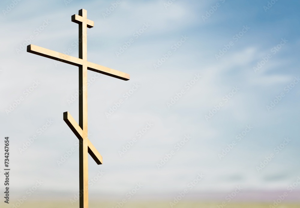 beautiful sky background with wooden cross