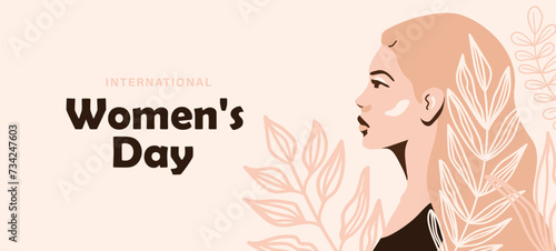 International womens day vector illustration. Beautiful woman in