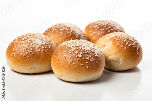 bun bread closeup isolated on white background